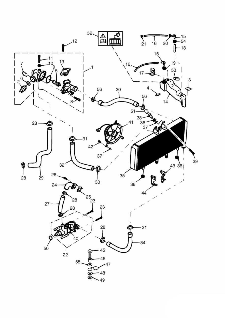 SYSTEME DE REFROIDISSEMENT MOTEUR 885CM POUR SPEED TRIPLE 1997