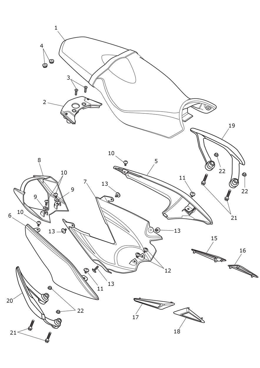 CARENAGE ARRIERE ET SELLE POUR STREET TRIPLE 660 ABS B1 2015