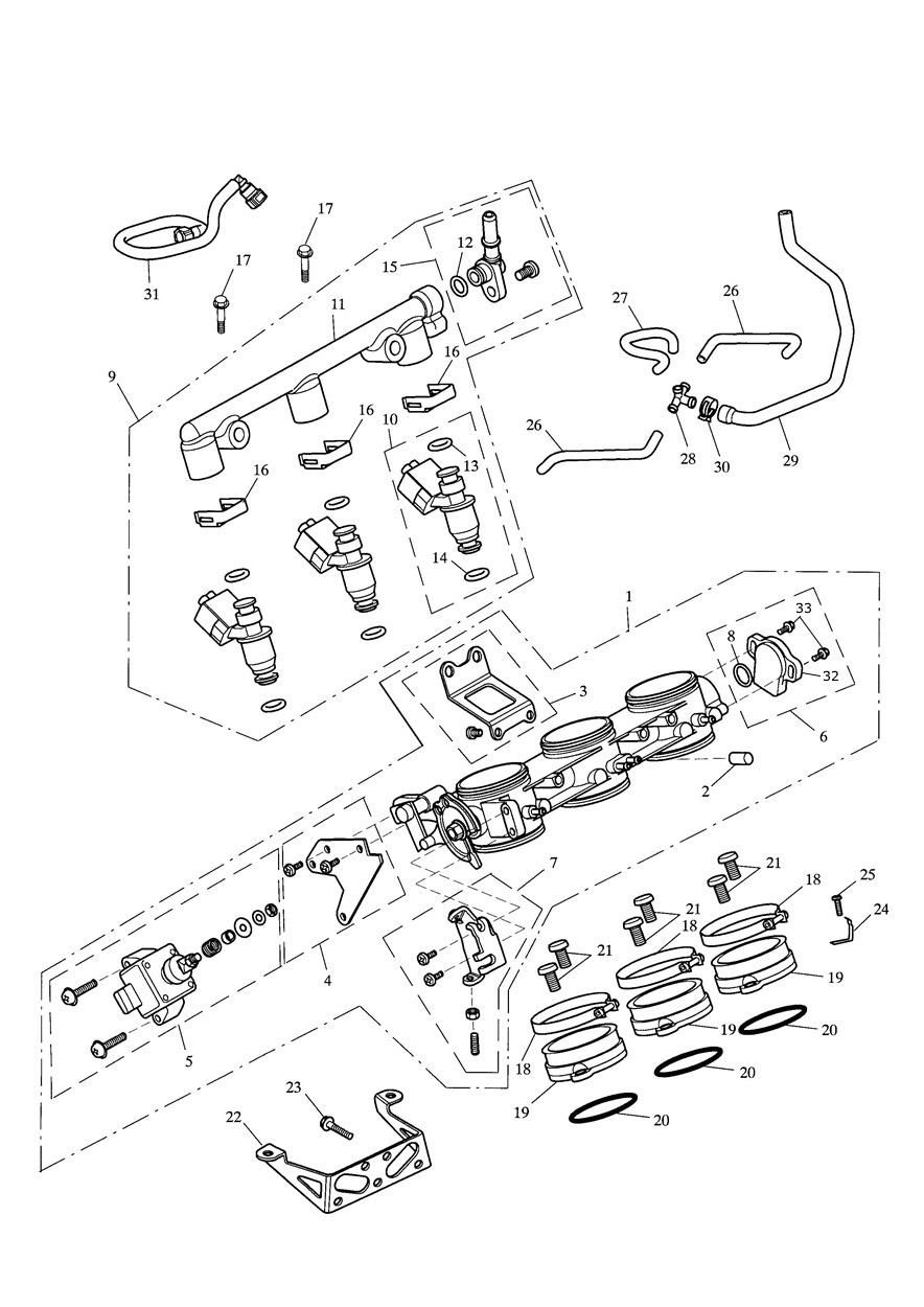 ACCELERATEURS INJECTEURS ET RAMPE DE CARBURANT POUR SPRINT ST 1050CCM 2005