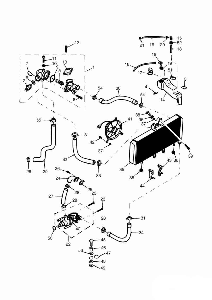 SYSTEME DE REFROIDISSEMENT MOTEUR 955CM POUR SPEED TRIPLE 1997