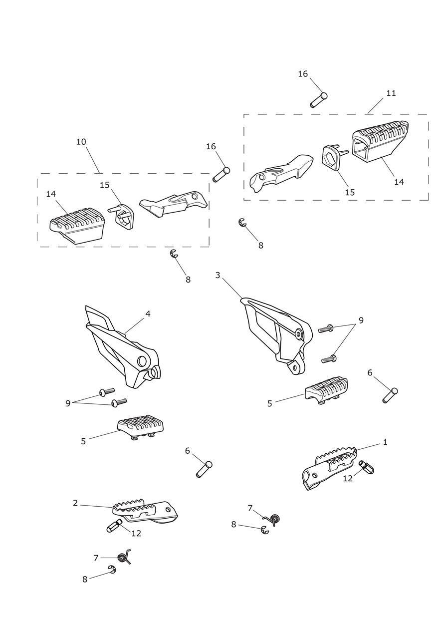 REPOSE PIEDS ET FIXATIONS POUR TIGER 800 XC 2016