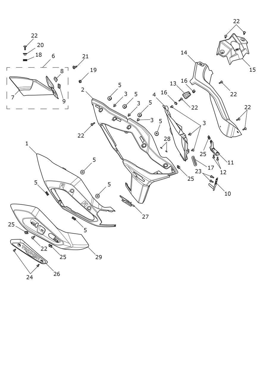 CARENAGES COTE DROIT POUR TIGER 1200 XR 2018