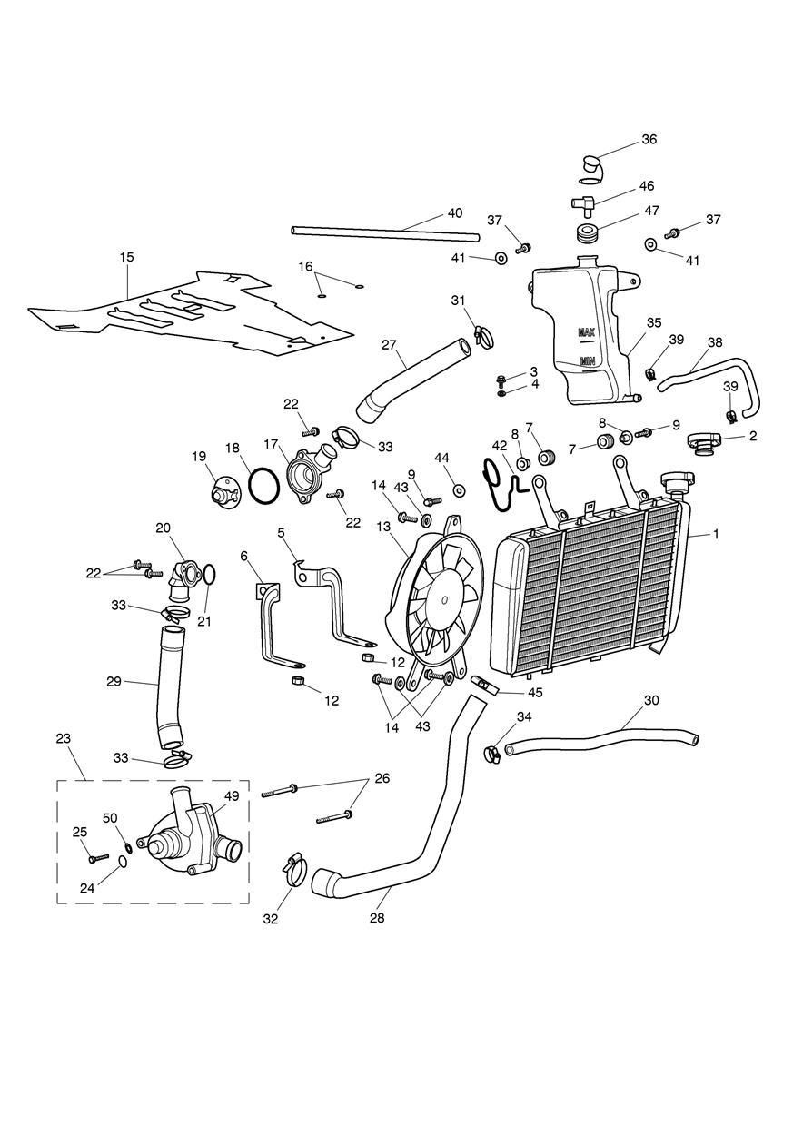 SYSTEME DE REFROIDISSEMENT POUR SPRINT ST 1050CCM 2005