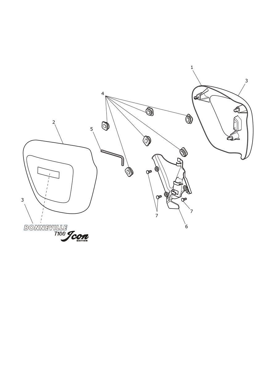 CARENAGES LATERAUX EDITION ICONE POUR BONNEVILLE T100 2021