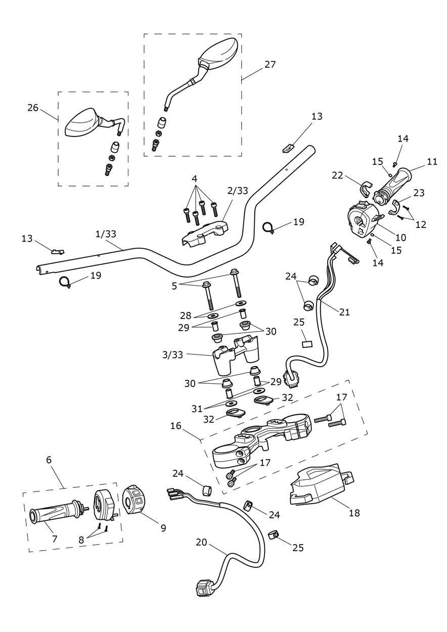 GUIDON TE DE FOURCHE SUPERIEUR ET RETROVISEURS POUR TIGER 1200 RALLY PRO 2022