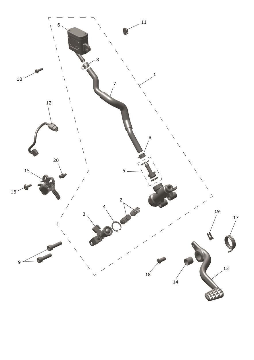MAITRE CYLINDRE DE FREIN ARRIERE RESERVOIR ET PEDALE POUR SPEED TWIN 900 2025