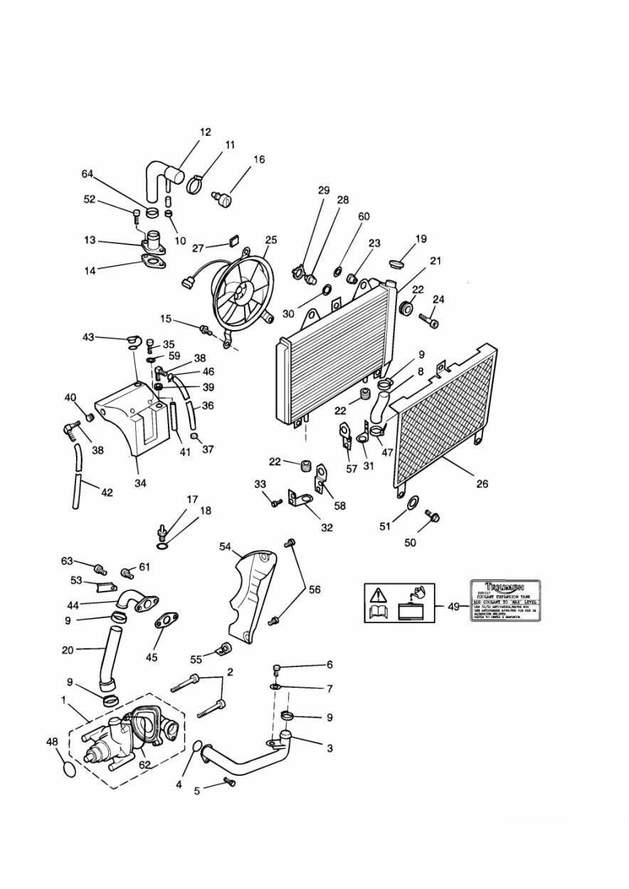 SYSTEME DE REFROIDISSEMENT 3 CYLINDRES POUR DAYTONA 1200 1992