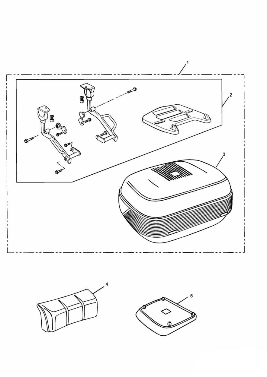 TOP CASE 50L ET MONORACK PORTE BAGAGES ARRIERE AVEC APPUI DORSAL POUR TIGER 900 CARBU 1993