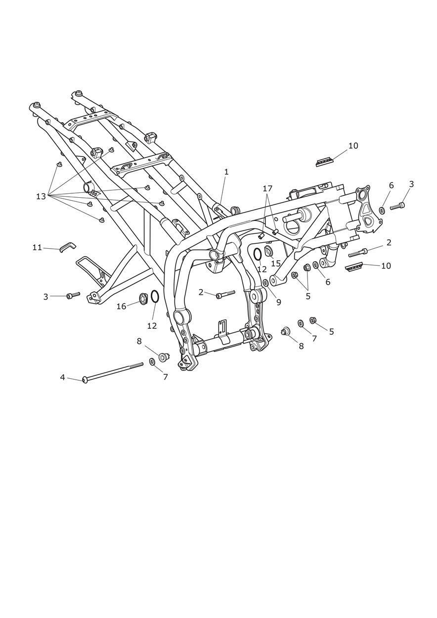CADRE PRINCIPAL ET FIXATIONS POUR TIGER 800 XR 2018