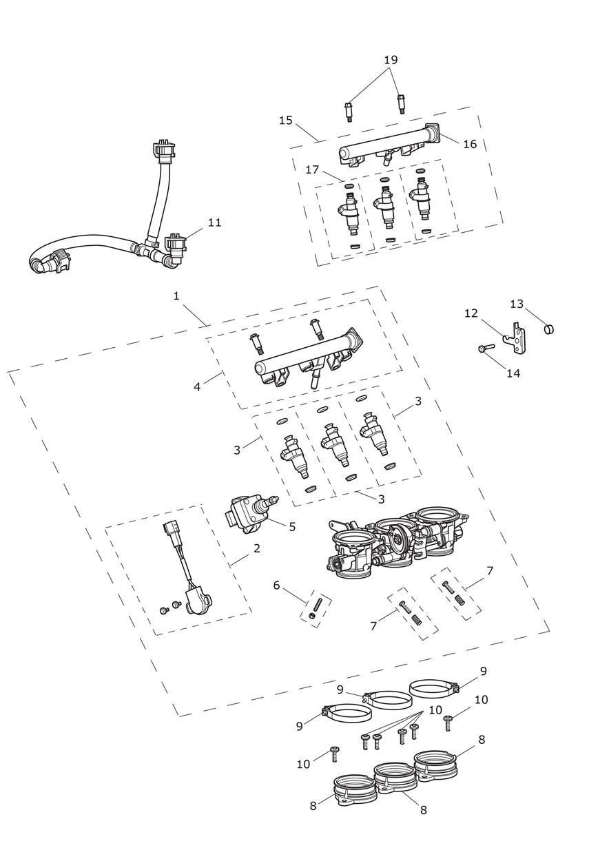 ACCELERATEURS INJECTEURS ET RAMPE DE CARBURANT POUR DAYTONA 675 2013