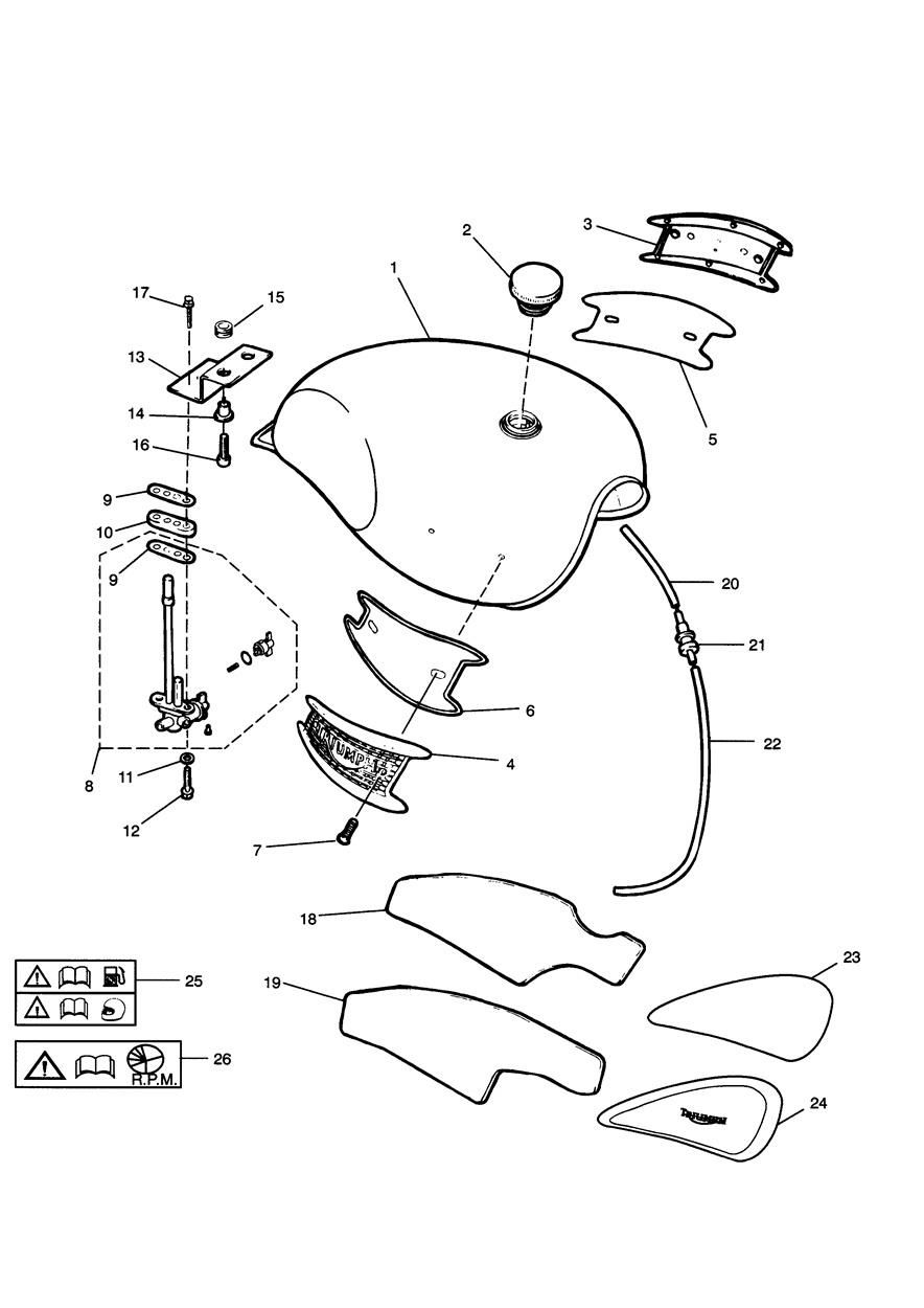 RESERVOIR DE CARBURANT ET RACCORDS POUR THUNDERBIRD 1995