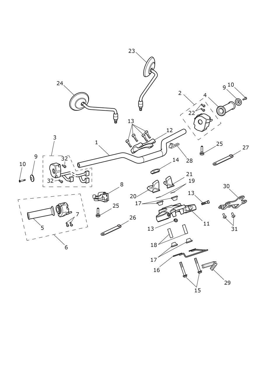 GUIDON TE DE FOURCHE SUPERIEUR ET RETROVISEURS 914448 POUR STREET SCRAMBLER 2017