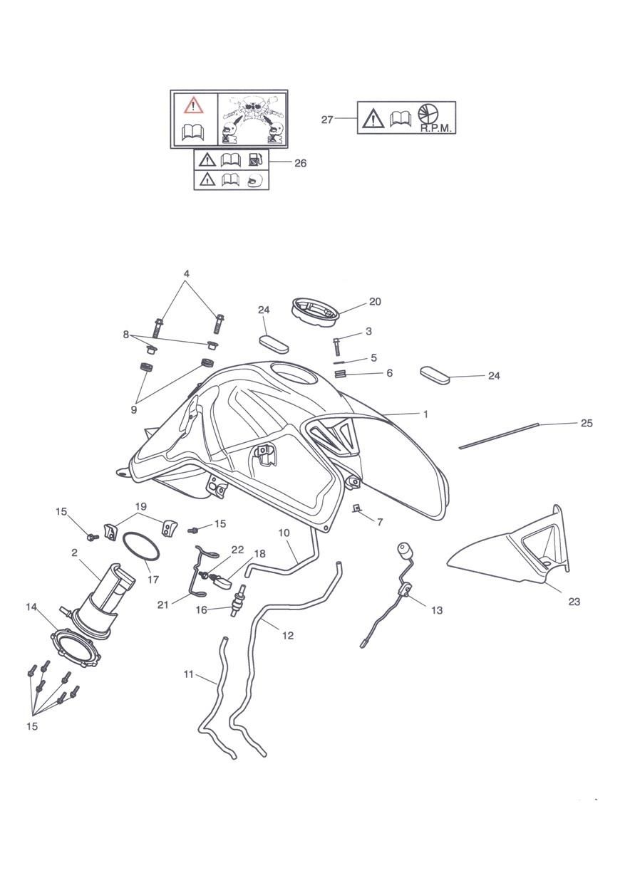 RESERVOIR DE CARBURANT POMPE A CARBURANT ET RACCORDS POUR TIGER 1050 ABS SE 2009