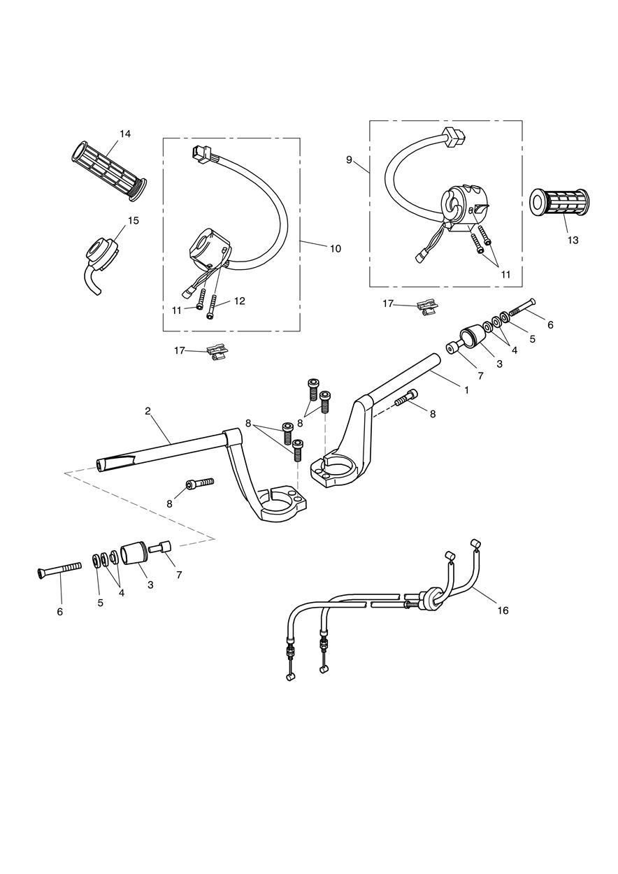 GUIDON ET COMMUTATEURS POUR SPRINT ST 1050CCM 2005