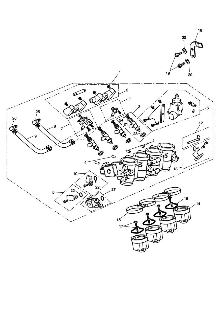 ACCELERATEURS INJECTEURS ET RAMPE DE CARBURANT POUR DAYTONA 600 2004