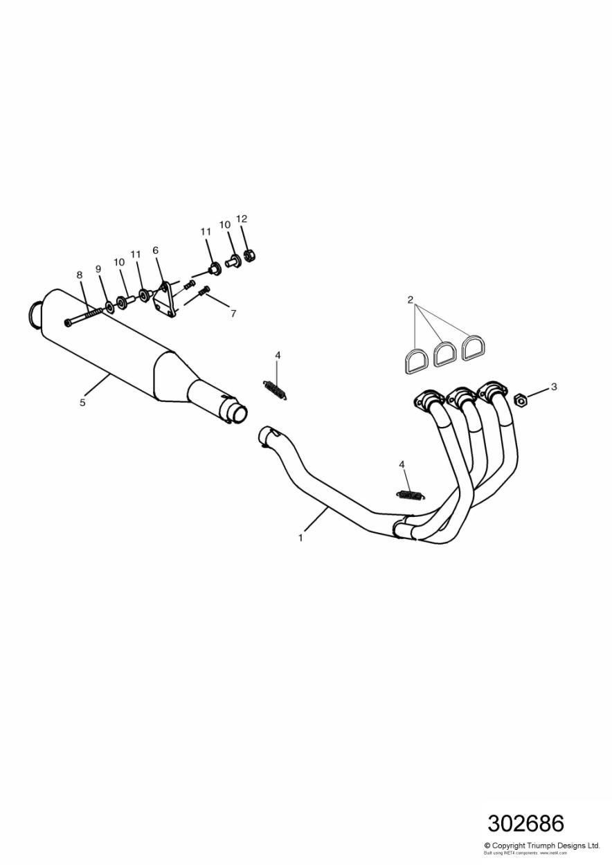 ECHAPPEMENT MOTEUR 885CM POUR SPEED TRIPLE 1997