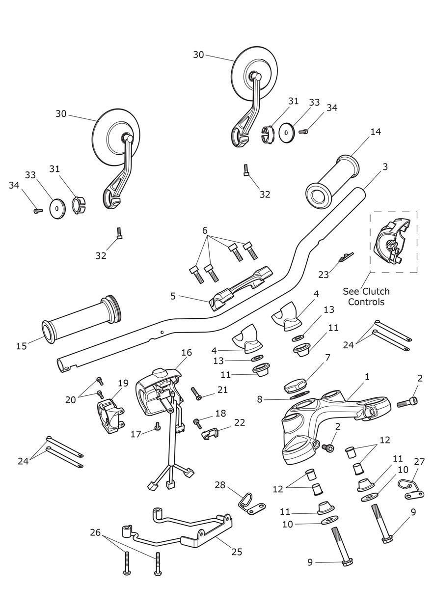 GUIDON TE DE FOURCHE SUPERIEUR ET RETROVISEURS POUR BONNEVILLE BOBBER E5 VB 2025
