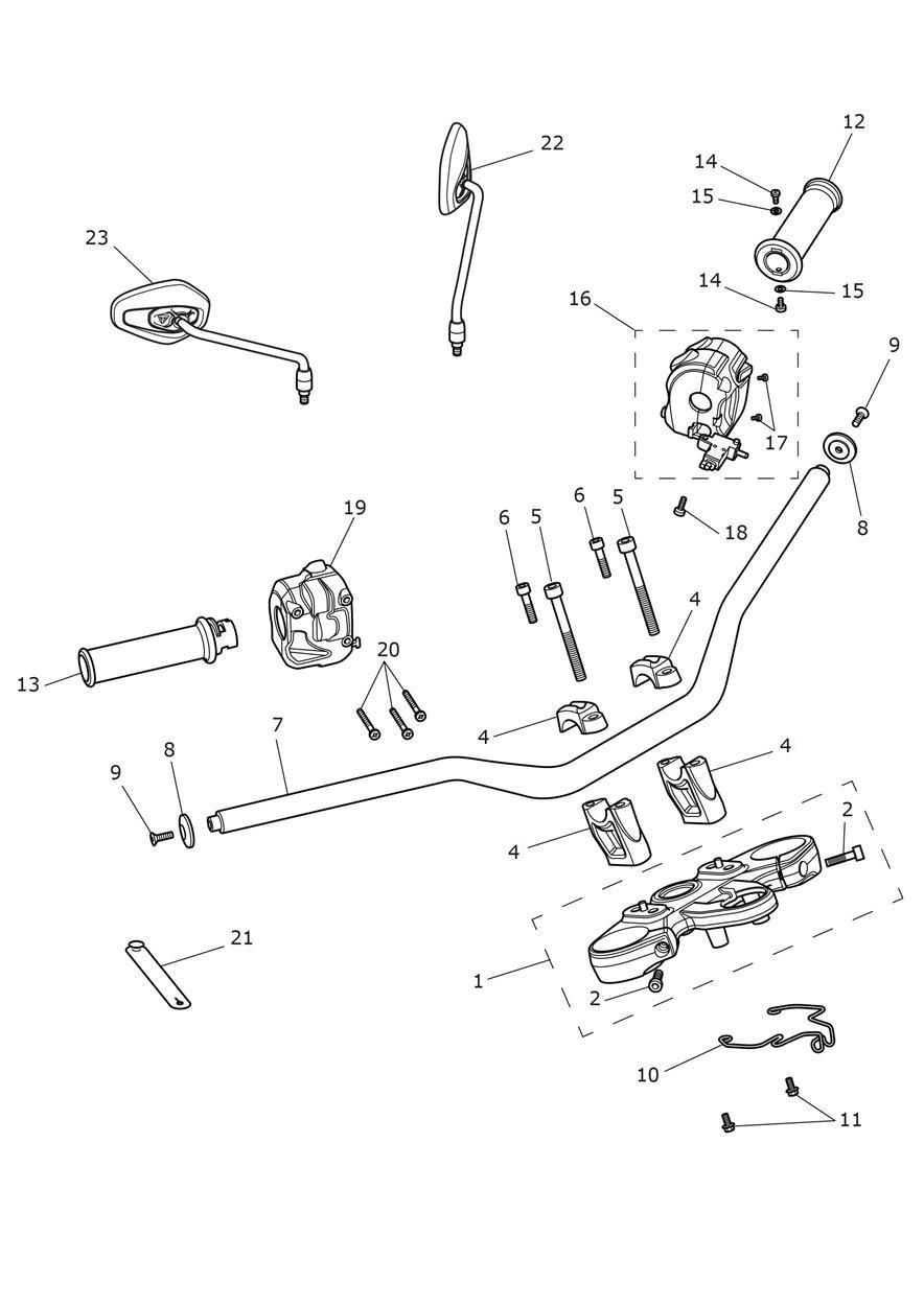 GUIDON ET COMMUTATEURS POUR TIGER 1200 XR 2018