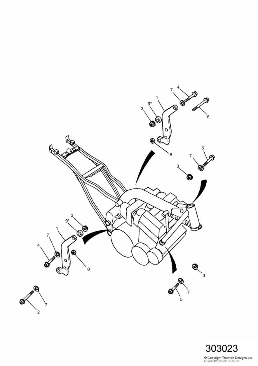 PORTE LIAISON ET BOULONS DE MONTAGE DU MOTEUR POUR SPRINT 900 1992