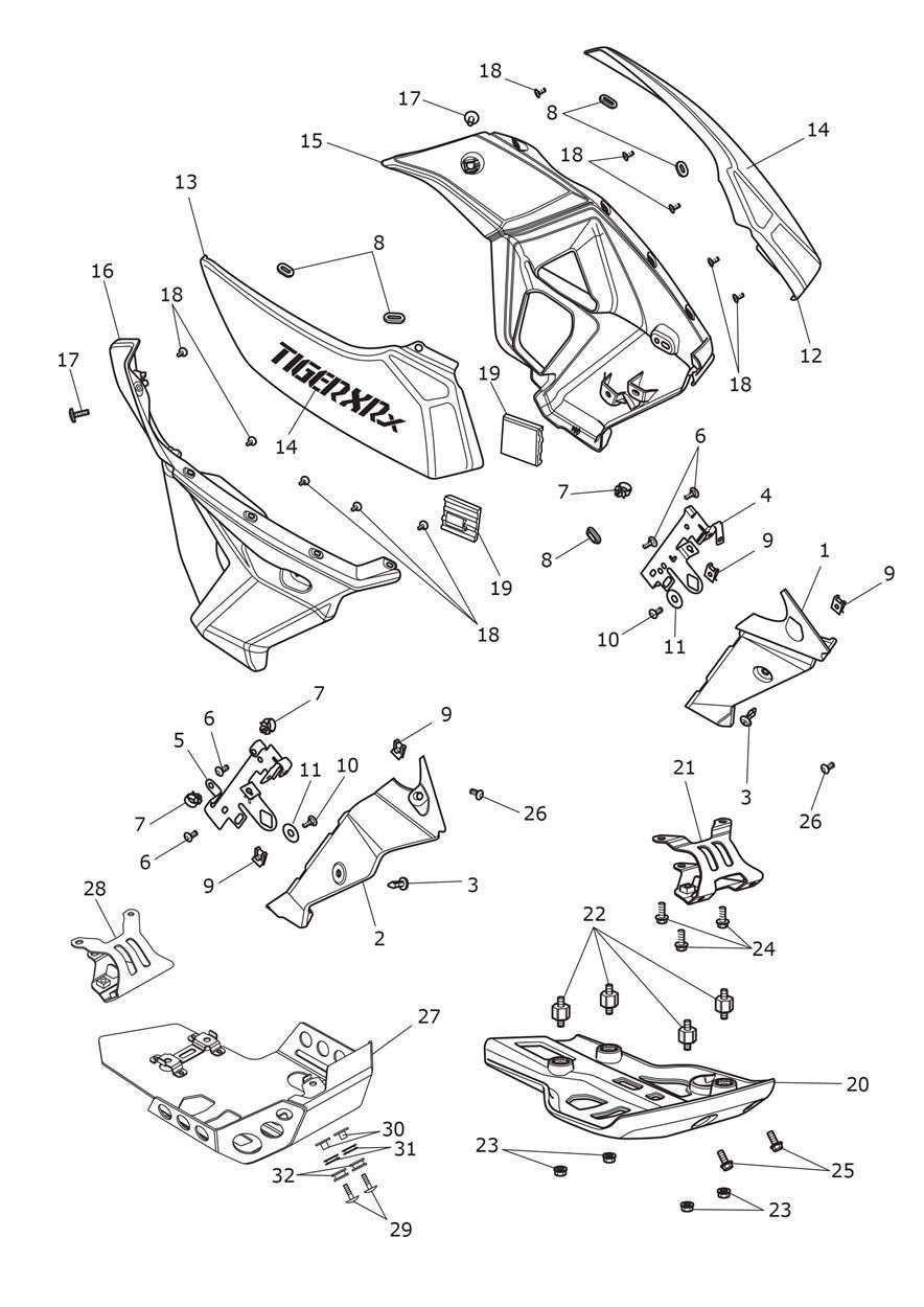 CARENAGES ET PROTECTION DU CARTER POUR TIGER 800 XRX 2018